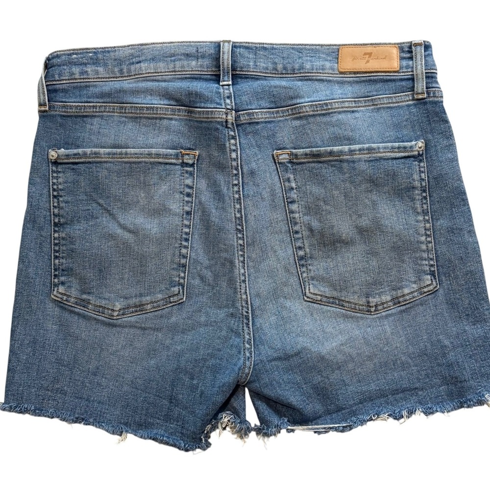 Seven7 Luxe Vintage Distressed Raw Hem‎ Denim Cutoff Shorts Blue - Picture 2 of 7